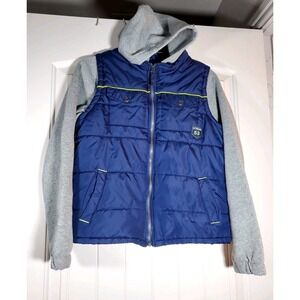 iXtreme Boys Puffer Vest Hoodie Jacket Blue Gray Size 14/16